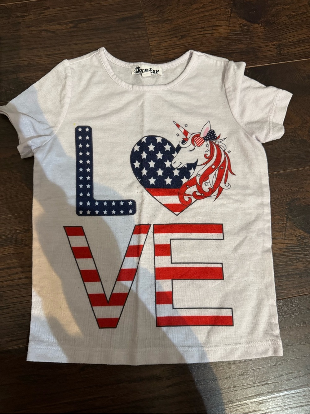 White Kids' LOVE Unicorn Graphic Pajama Top - Patriotic Stars & Stripes